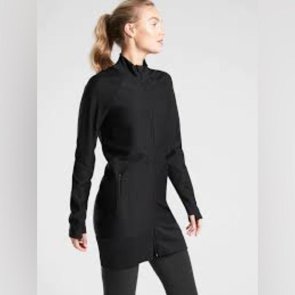 Athleta Size XS Rye Black Ribbed Performance Full-Zip Jacket